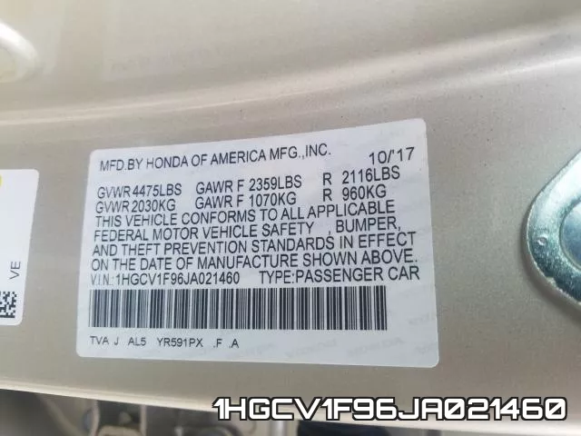 1HGCV1F96JA021460 фото 2