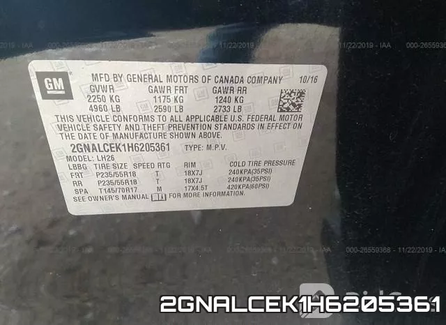 2GNALCEK1H6205361 фото 7