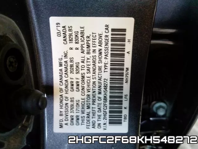 2HGFC2F68KH548272 фото 2