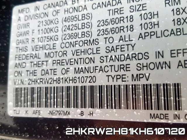 2HKRW2H81KH610720 фото 2