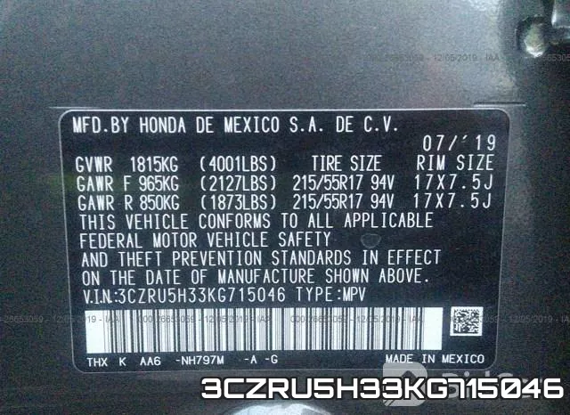 3CZRU5H33KG715046 фото 10