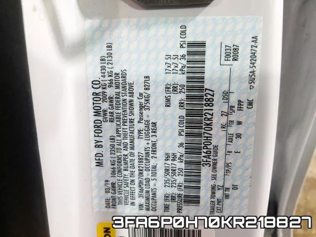 3FA6P0H70KR218827 фото 2