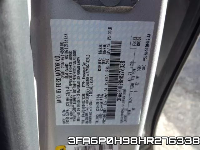 3FA6P0H98HR276338 фото 2