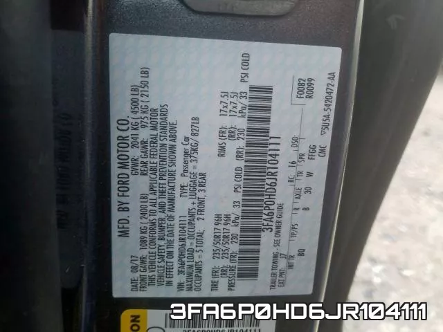 3FA6P0HD6JR104111 фото 2