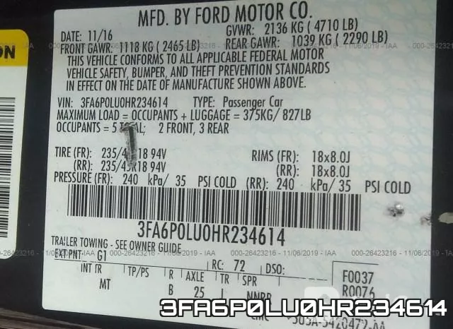 3FA6P0LU0HR234614 фото 5