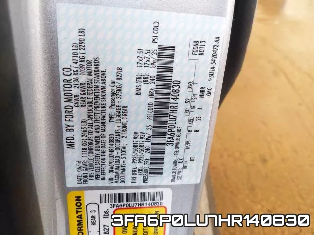 3FA6P0LU7HR140830 фото 2