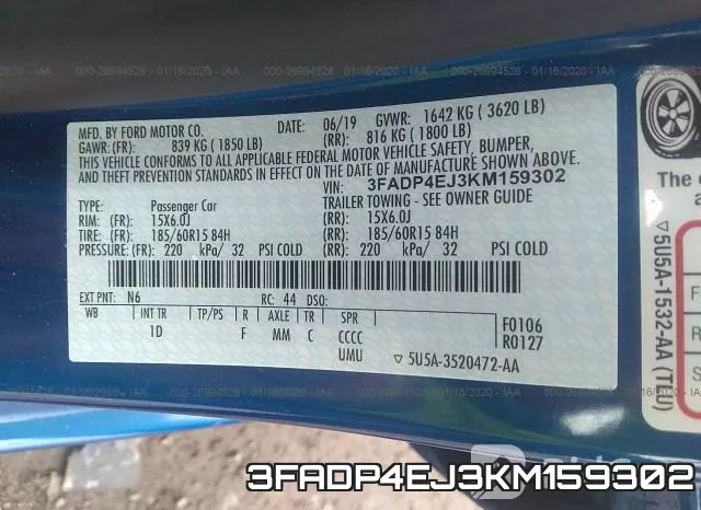 3FADP4EJ3KM159302 фото 8