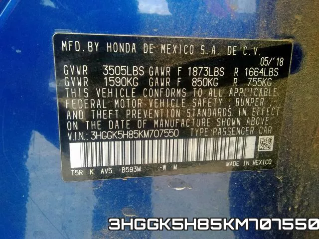 3HGGK5H85KM707550 фото 2