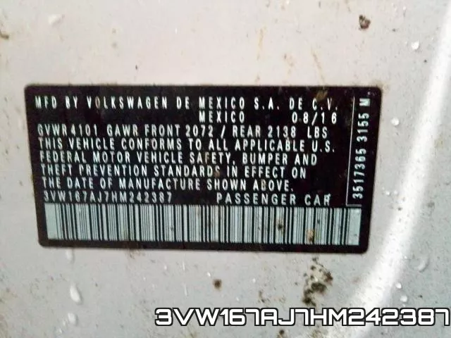 3VW167AJ7HM242387 фото 2