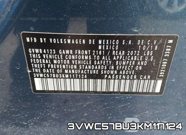 3VWC57BU3KM117124 фото 8
