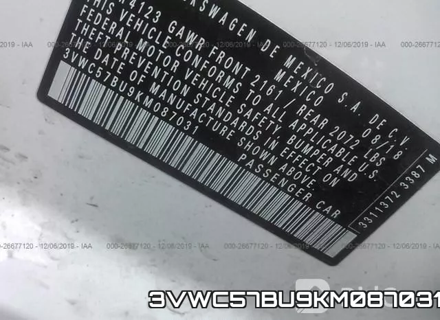 3VWC57BU9KM087031 фото 8