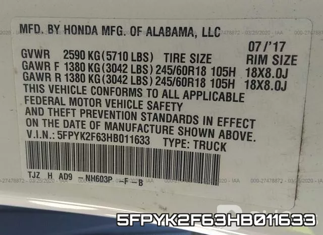 5FPYK2F63HB011633 фото 7