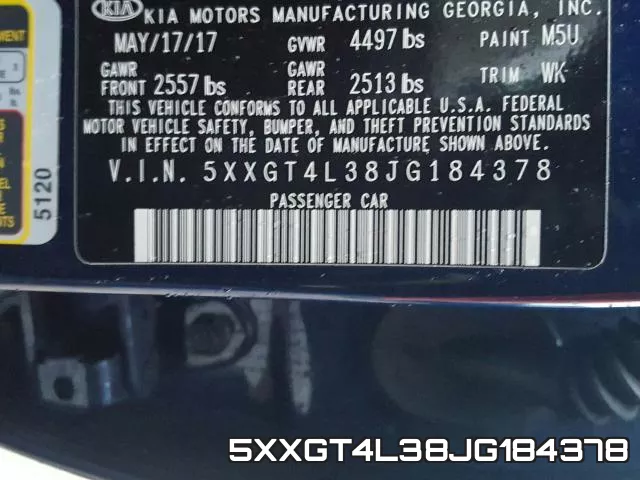 5XXGT4L38JG184378 фото 2