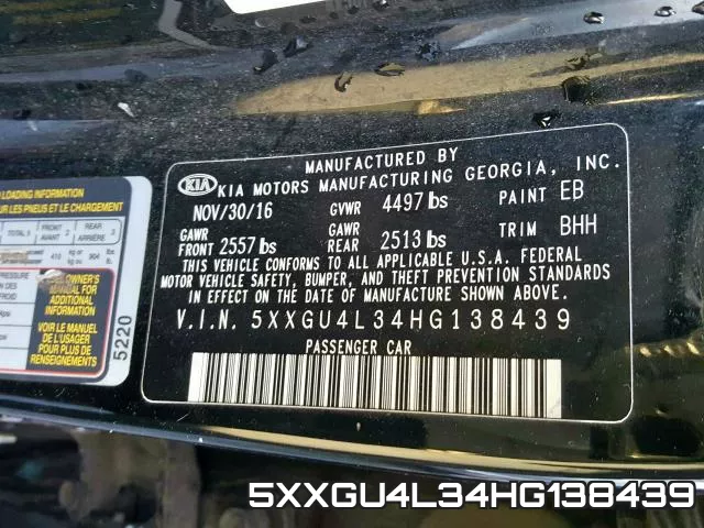 5XXGU4L34HG138439 фото 2