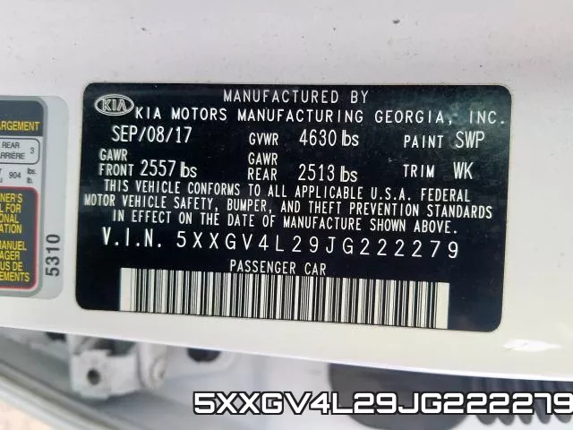 5XXGV4L29JG222279 фото 2