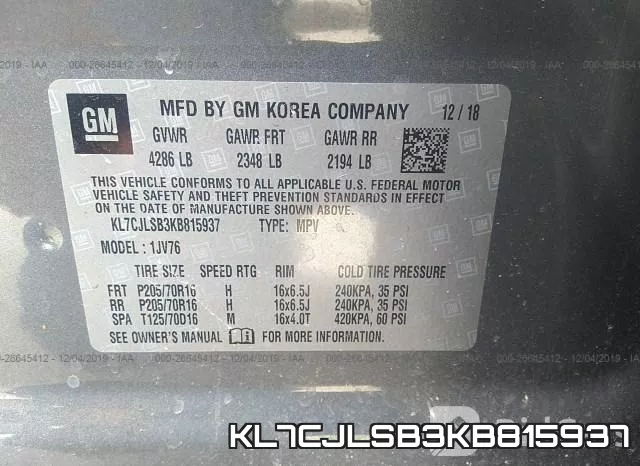 KL7CJLSB3KB815937 фото 7