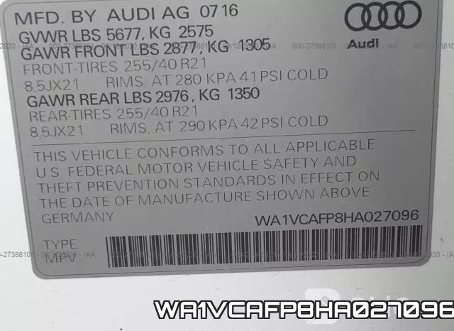 WA1VCAFP8HA027096 фото 7