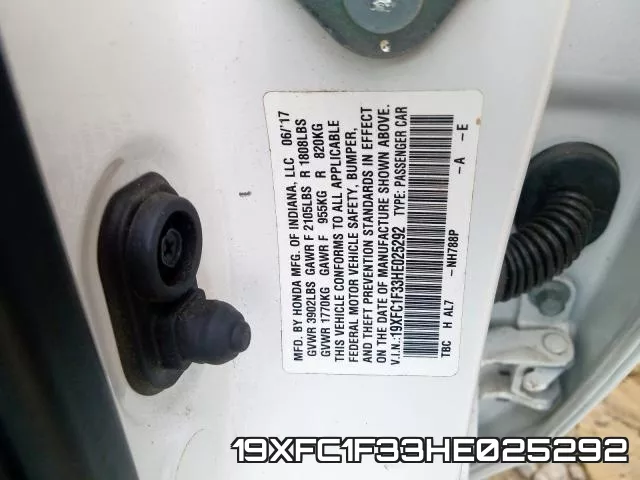 19XFC1F33HE025292 фото 2