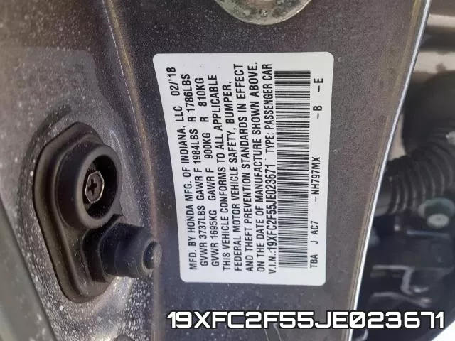 19XFC2F55JE023671 фото 2