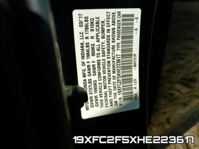 19XFC2F5XHE223617 фото 2
