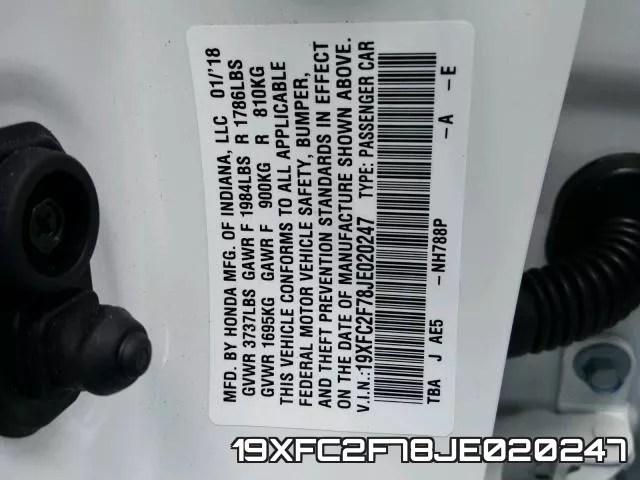 19XFC2F78JE020247 фото 2