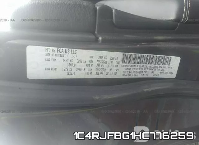 1C4RJFBG1HC776259 фото 3