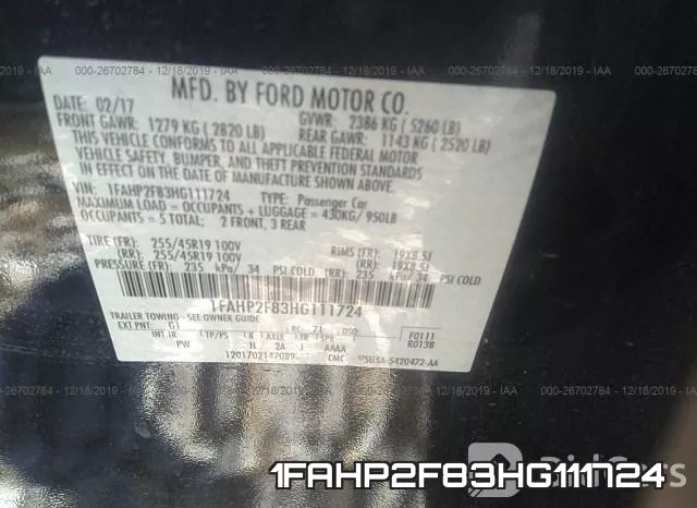 1FAHP2F83HG111724 фото 9