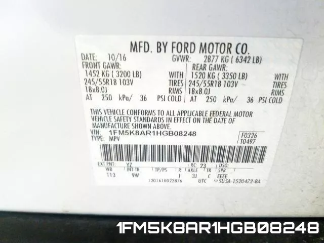 1FM5K8AR1HGB08248 фото 2