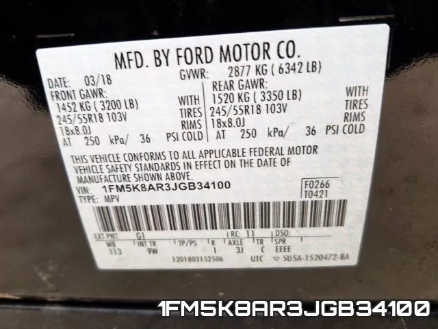 1FM5K8AR3JGB34100 фото 2
