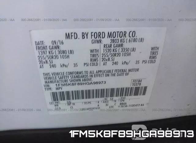 1FM5K8F89HGA98973 фото 6