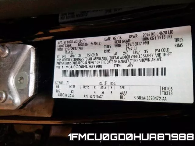 1FMCU0GD0HUA87988 фото 2