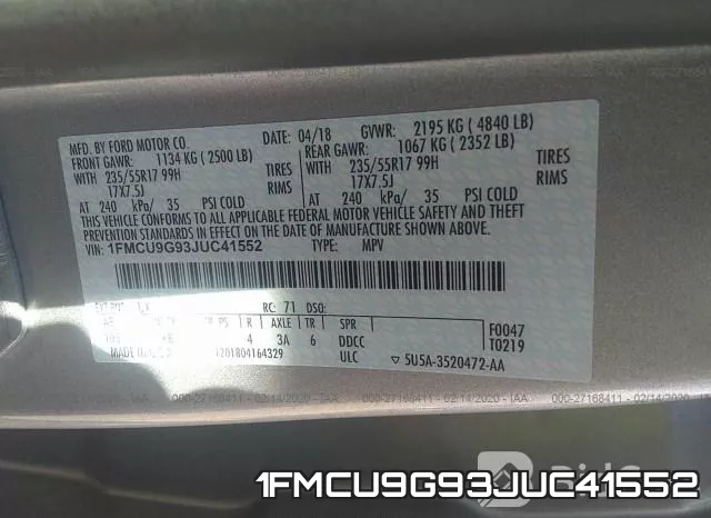 1FMCU9G93JUC41552 фото 7