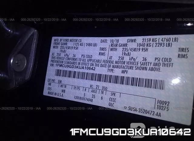 1FMCU9GD3KUA10642 фото 9