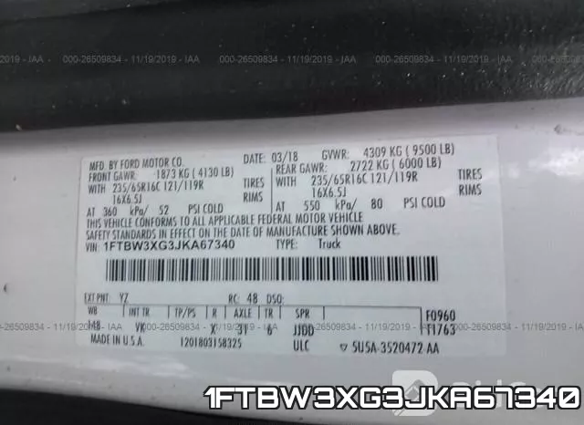 1FTBW3XG3JKA67340 фото 6
