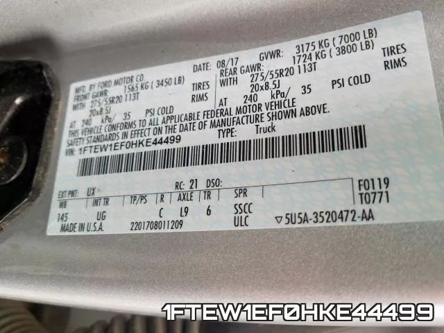 1FTEW1EF0HKE44499 фото 2