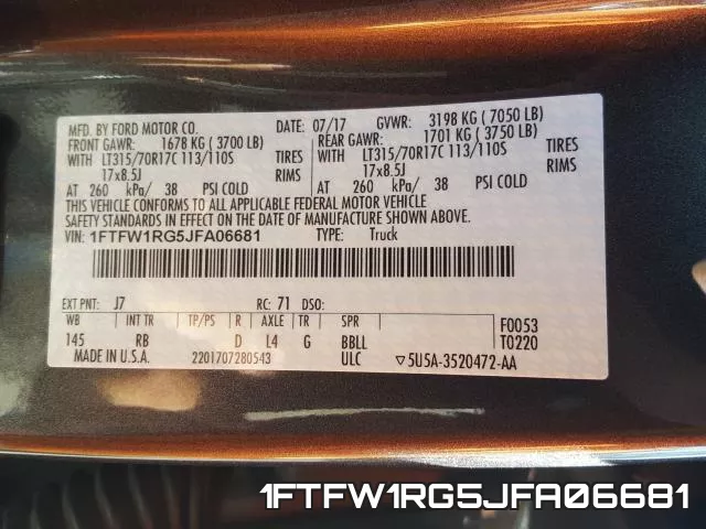 1FTFW1RG5JFA06681 фото 2