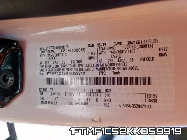 1FTMF1C52KKD59919 фото 2