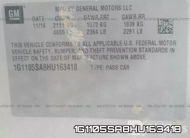 1G1105SA8HU163418 фото 9