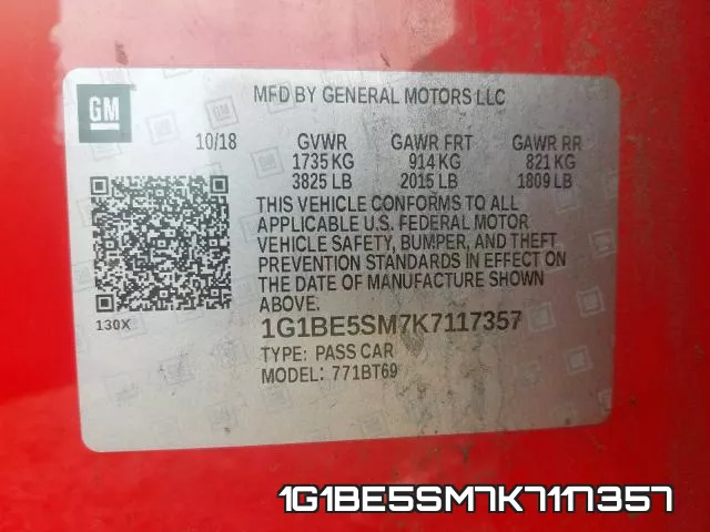 1G1BE5SM7K7117357 фото 2