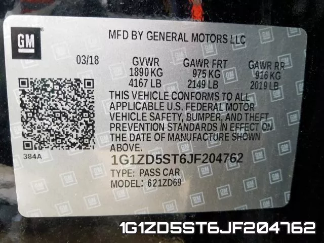 1G1ZD5ST6JF204762 фото 2
