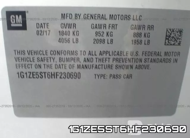 1G1ZE5ST6HF230690 фото 5