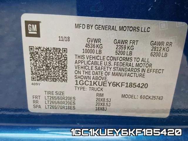 1GC1KUEY6KF185420 фото 2