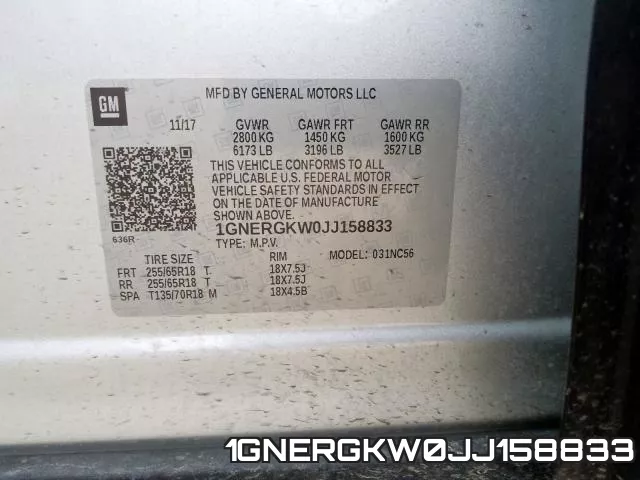 1GNERGKW0JJ158833 фото 2