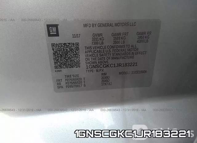 1GNSCGKC1JR183221 фото 8