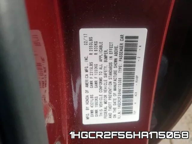 1HGCR2F56HA175068 фото 2