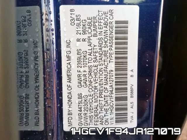 1HGCV1F94JA127079 фото 2
