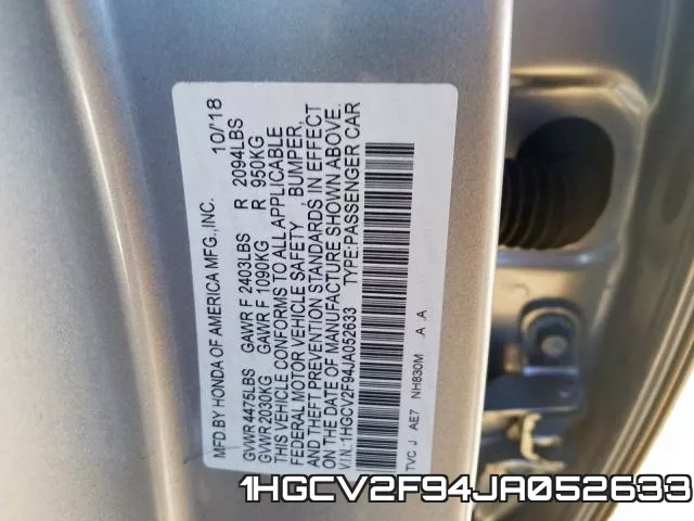 1HGCV2F94JA052633 фото 2