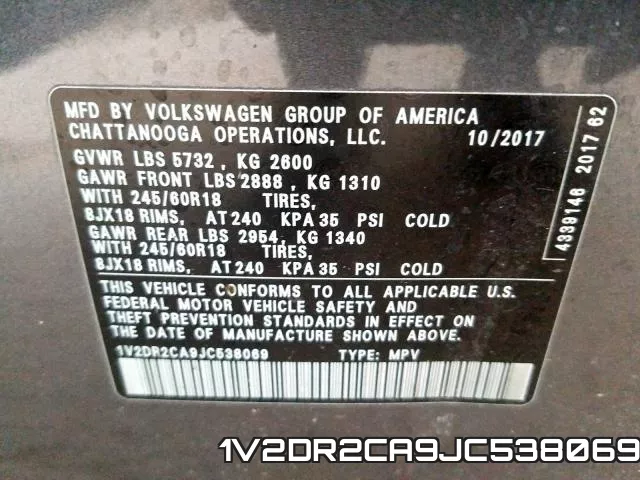 1V2DR2CA9JC538069 фото 2
