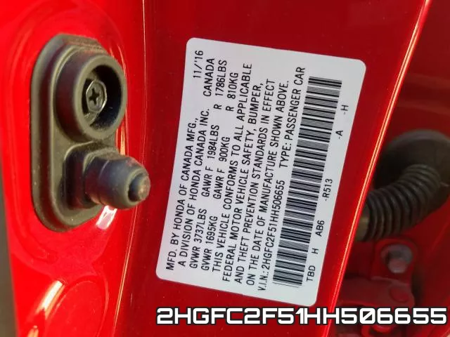 2HGFC2F51HH506655 фото 2