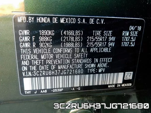 3CZRU6H37JG721680 фото 2